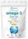 Omega 3 Fish Oil 1,200mg 240 Softgels Lemon Flavored Burpless EPA DHA A57919
