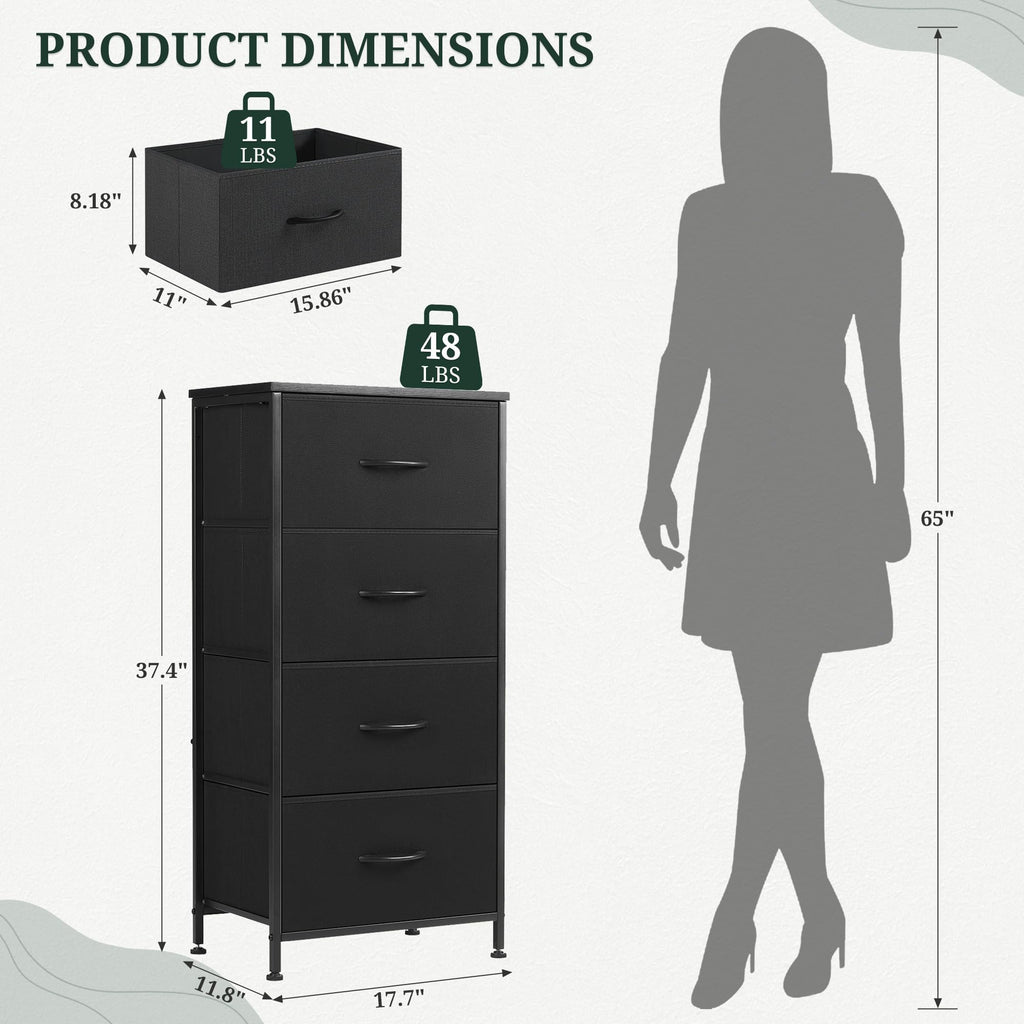 4 Drawer Fabric Storage Dresser with Wooden Top M548