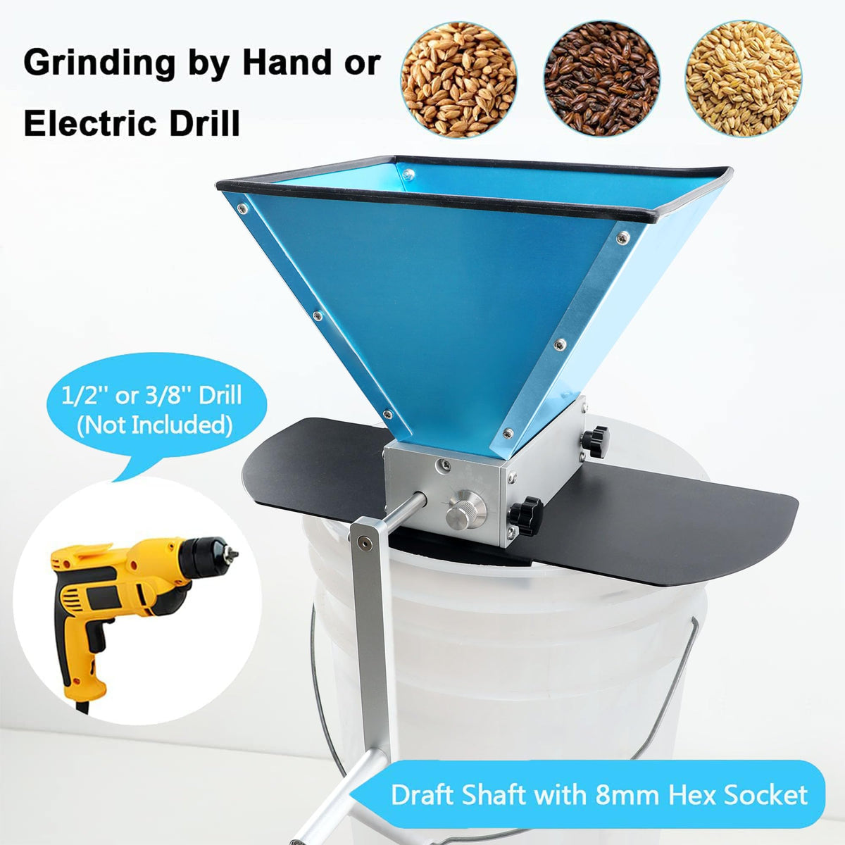 Grain Mill with 7.7LB Hopper 2 Stainless Steel Rollers X7485
