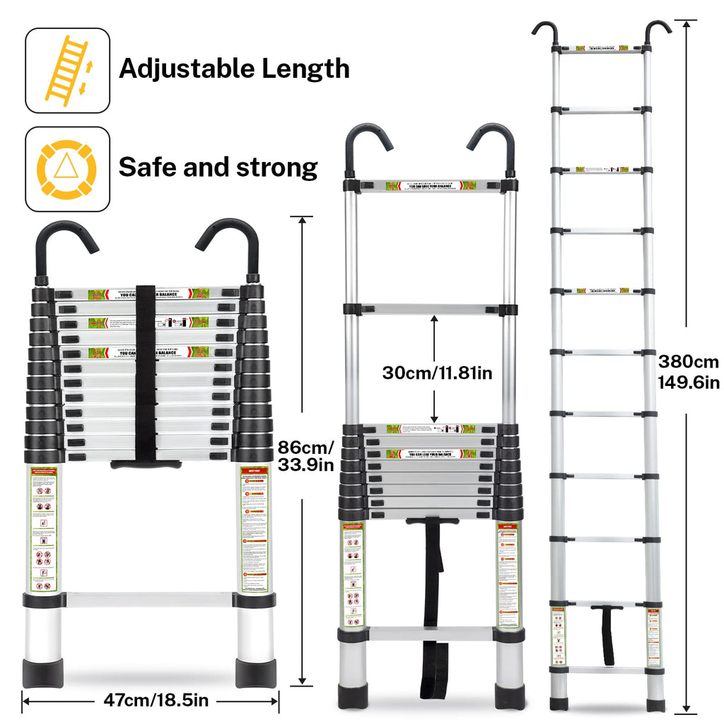 12.5 FT Aluminum Telescoping Ladder X726322