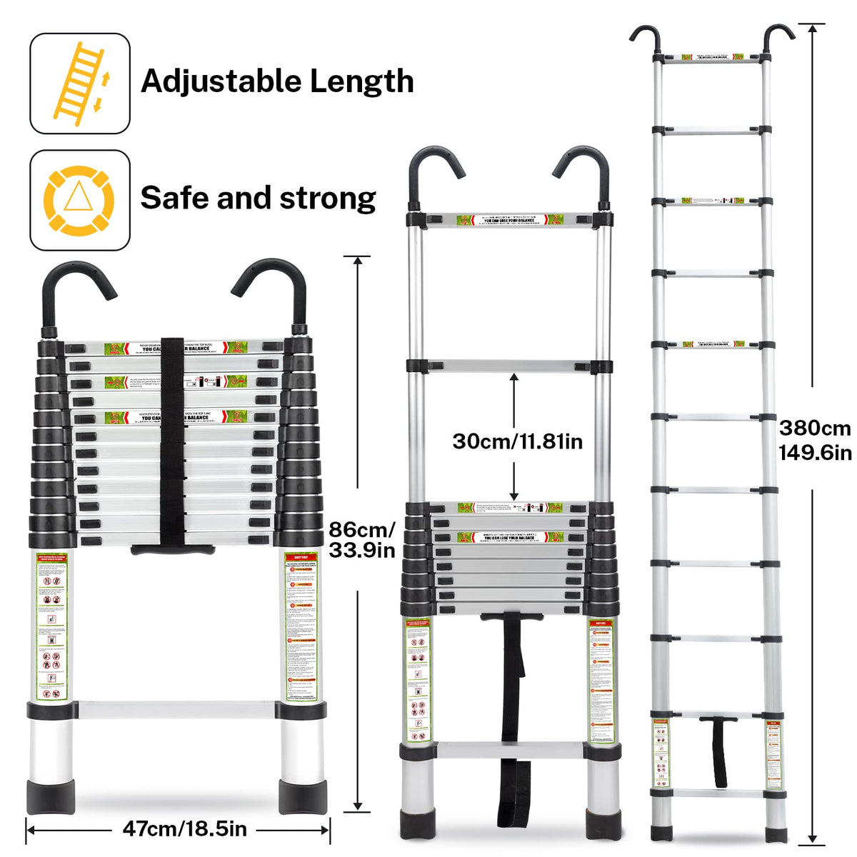 12.5 FT Aluminum Telescoping Ladder X726322