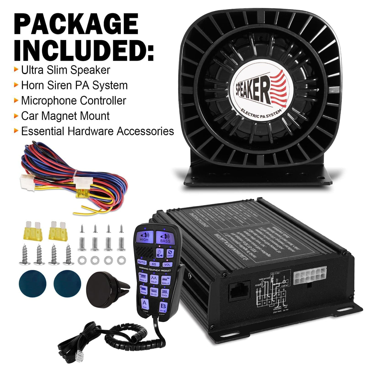 200W Multi-Tones Emergency Siren Speaker Kit with Handheld Microphone C161954