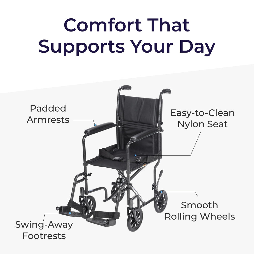 Folding Transport Wheelchair with Swing-Away Footrest L521