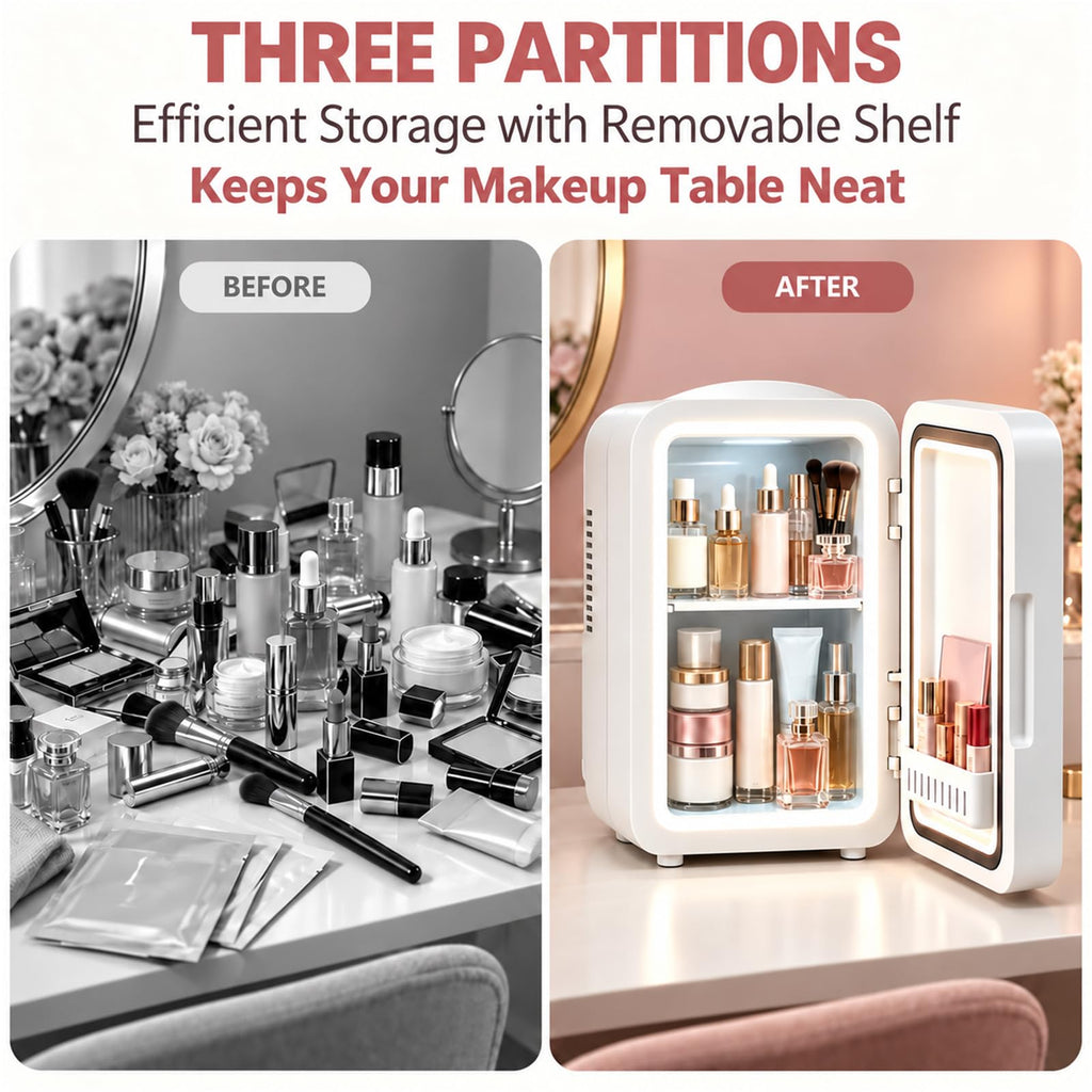 4 Liter Mini Skincare Fridge with Dimmable LED Mirror A894