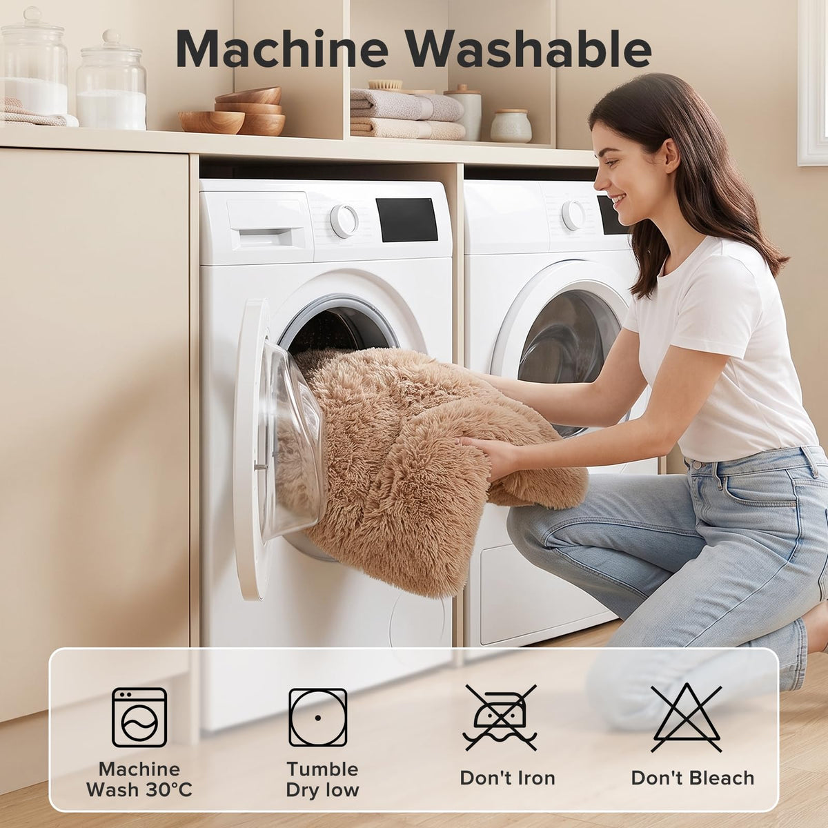 Large Washable Plush Dog Bed Crate Pad C1397