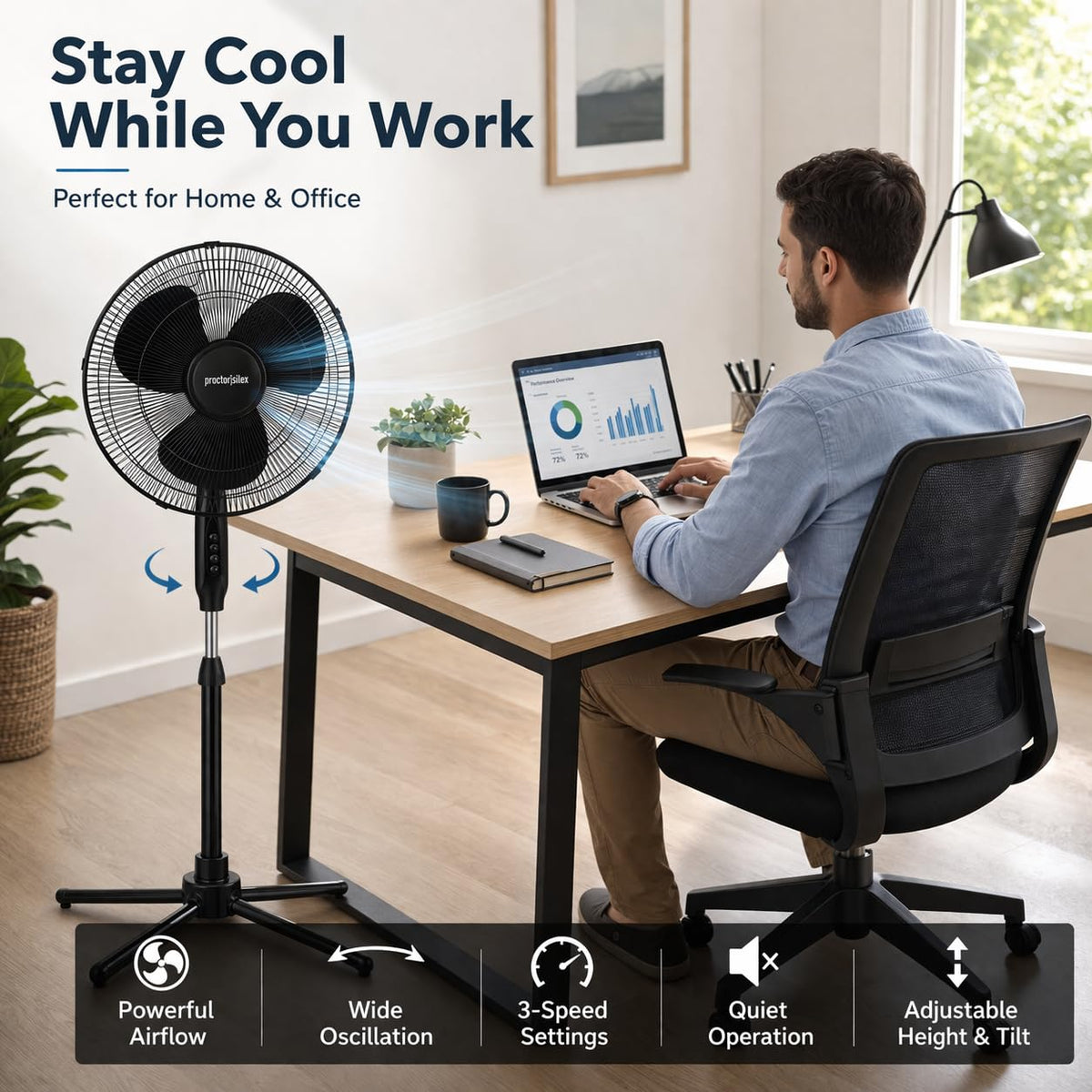 16-Inch 3-Speed Oscillating Pedestal Fan N267066