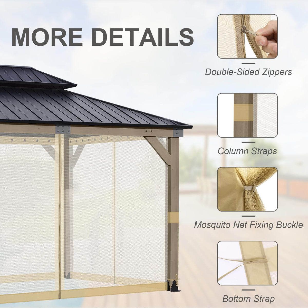 12'x14' Mosquito Netting Screen for Gazebo S380554