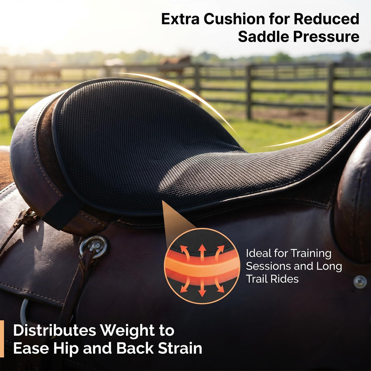 Breathable Shock Absorbing Saddle Seat Cushion with Adjustable Straps W18885
