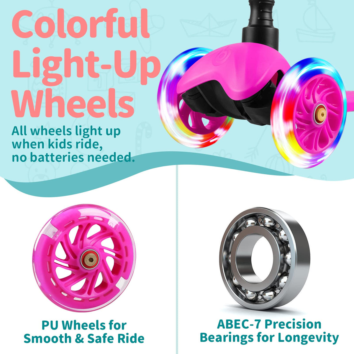 3 Wheel Kids Scooter with Light up Wheels K69224