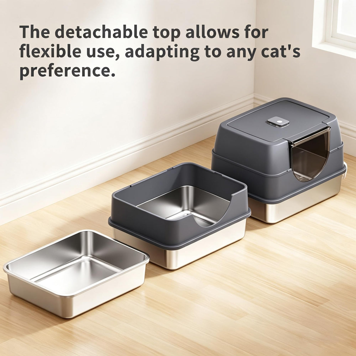 Fully Enclosed Stainless Steel Cat Litter Box G129
