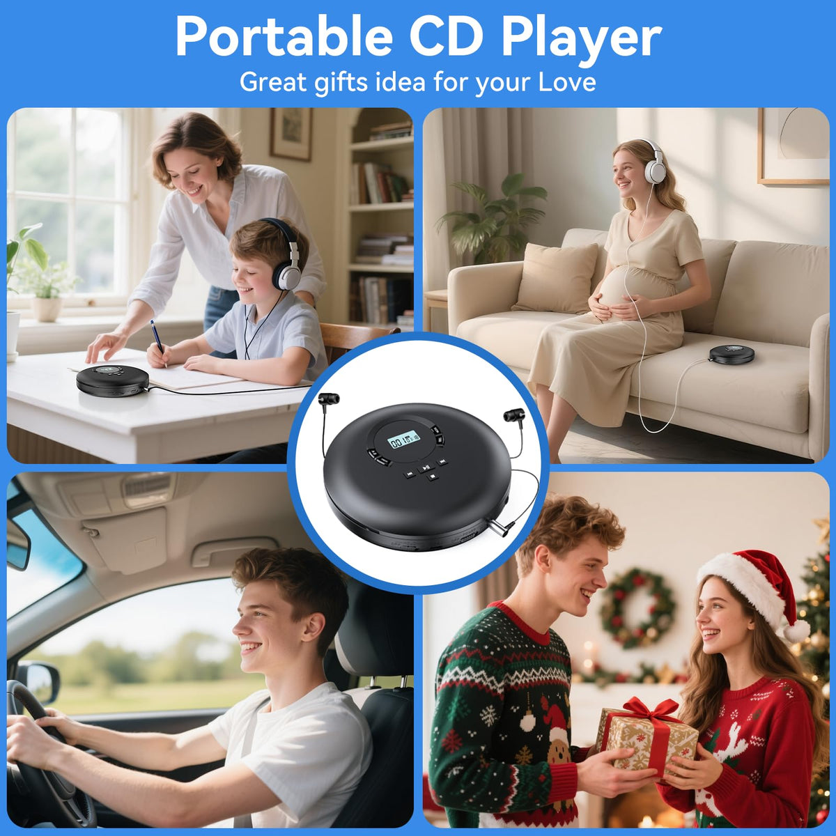 Portable CD Player with Headphones LCD Display Z9384