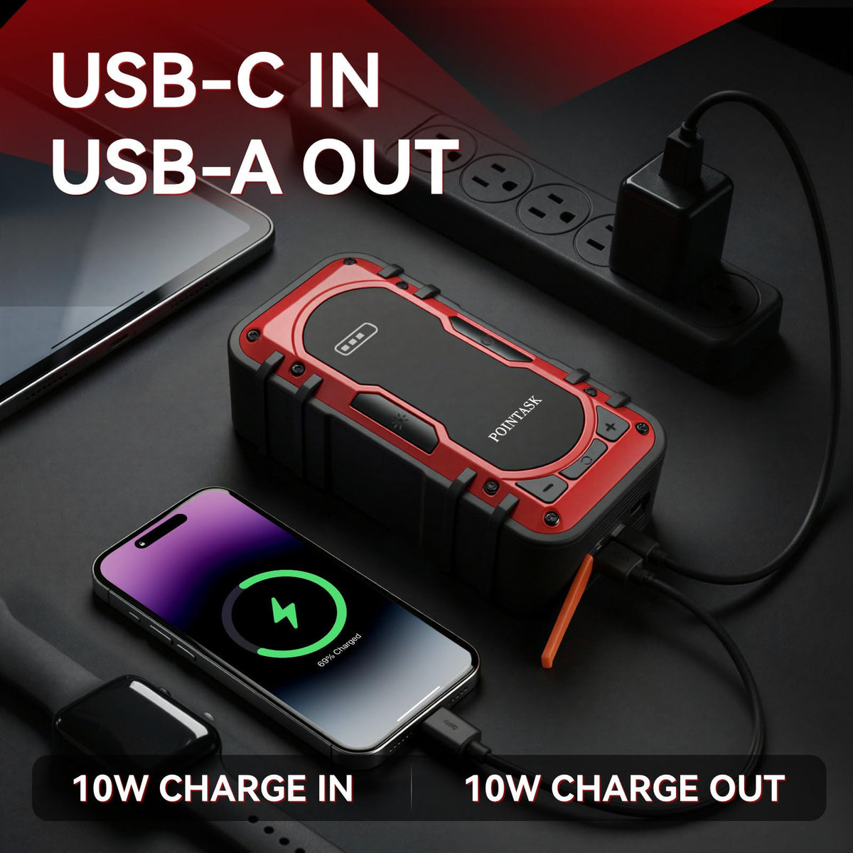 12V Portable Car Jump Starter with Air Compressor J27442