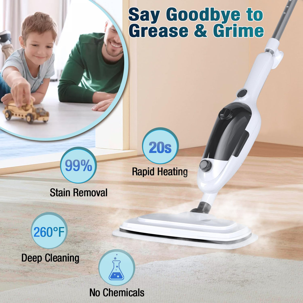 11-in-1 Steam Mop with 15.2 OZ Tank H592