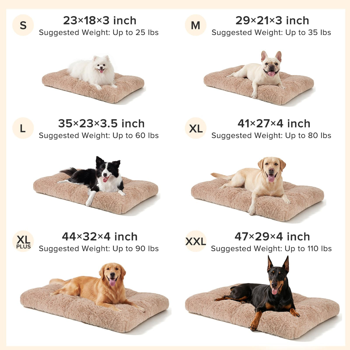 Large Washable Plush Dog Bed Crate Pad C1397