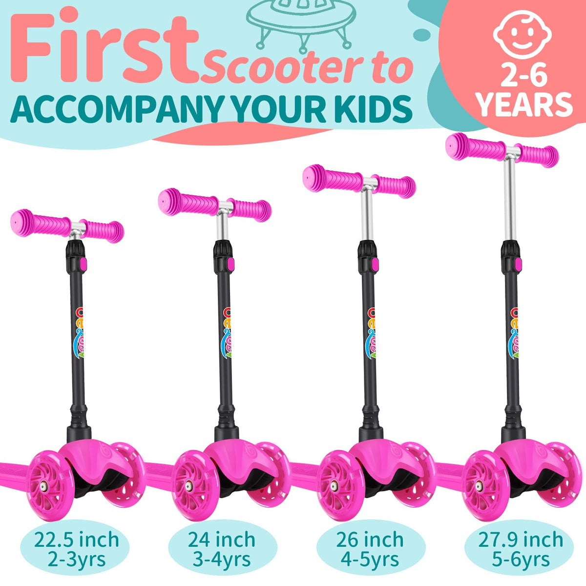3 Wheel Kids Scooter with Light up Wheels K69224