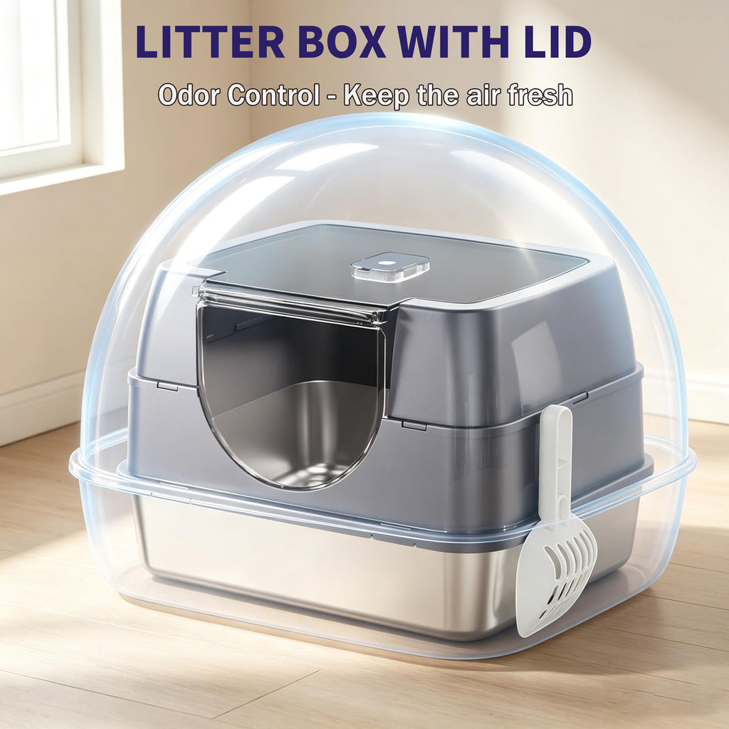 Fully Enclosed Stainless Steel Cat Litter Box G129