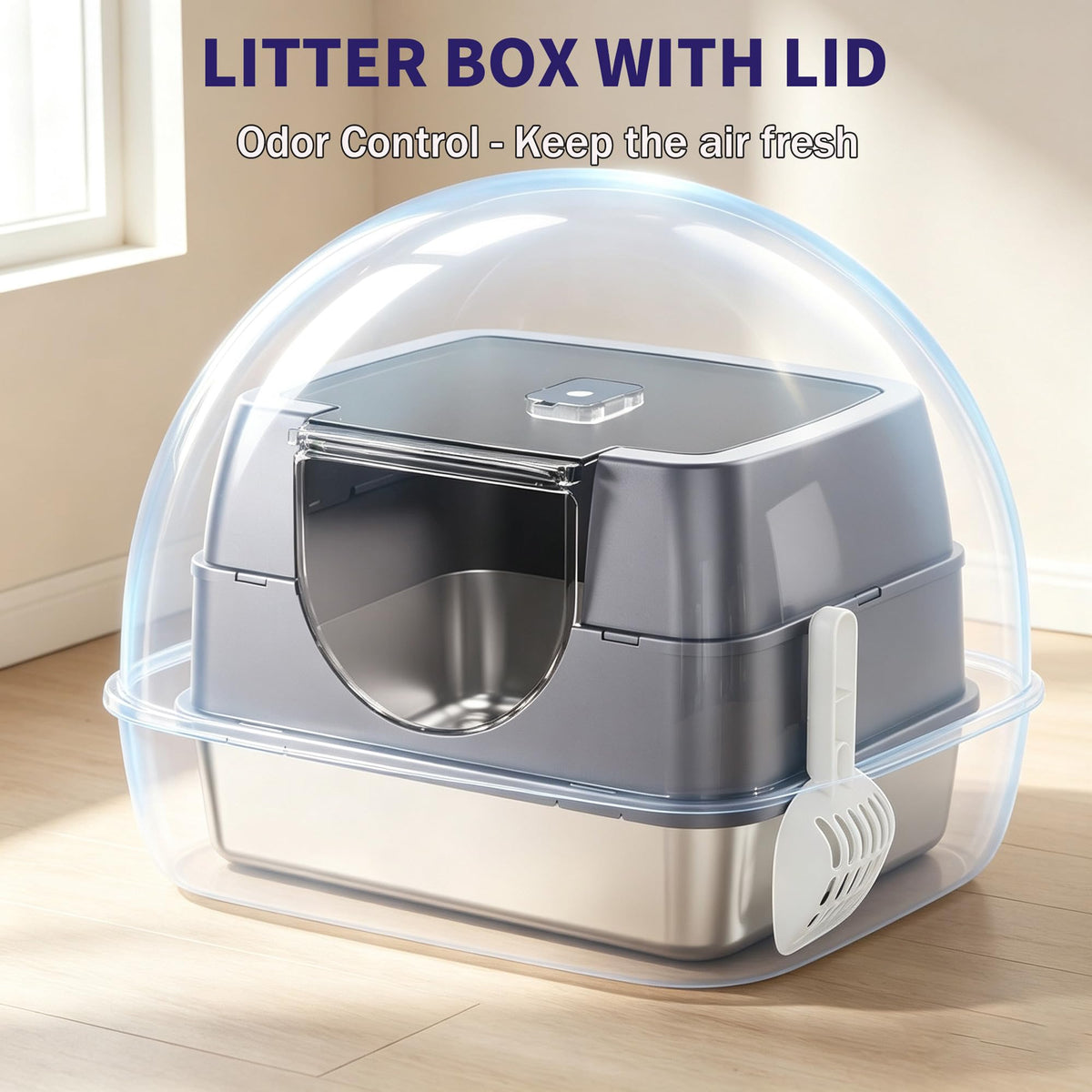Fully Enclosed Stainless Steel Cat Litter Box G129