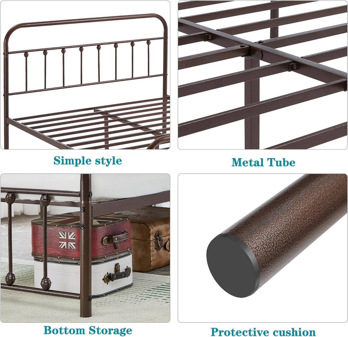 Full Size Metal Bed Frame with Headboard and Footboard Z8046