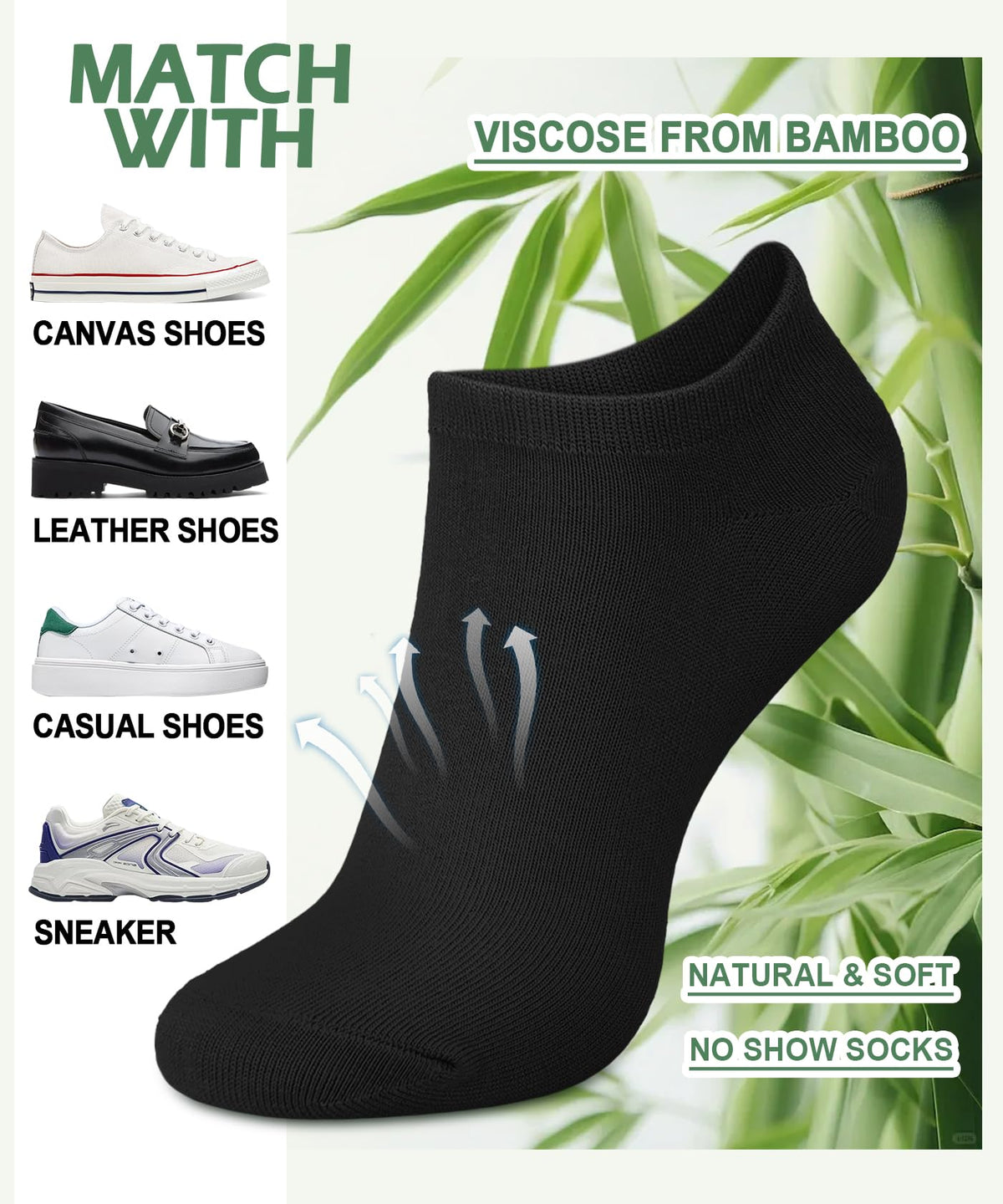 Women's Bamboo Viscose No Show Ankle Socks 7 Pairs R21023