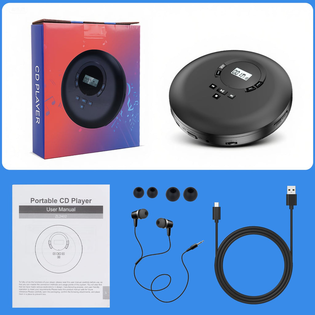 Portable CD Player with Headphones LCD Display Z9384