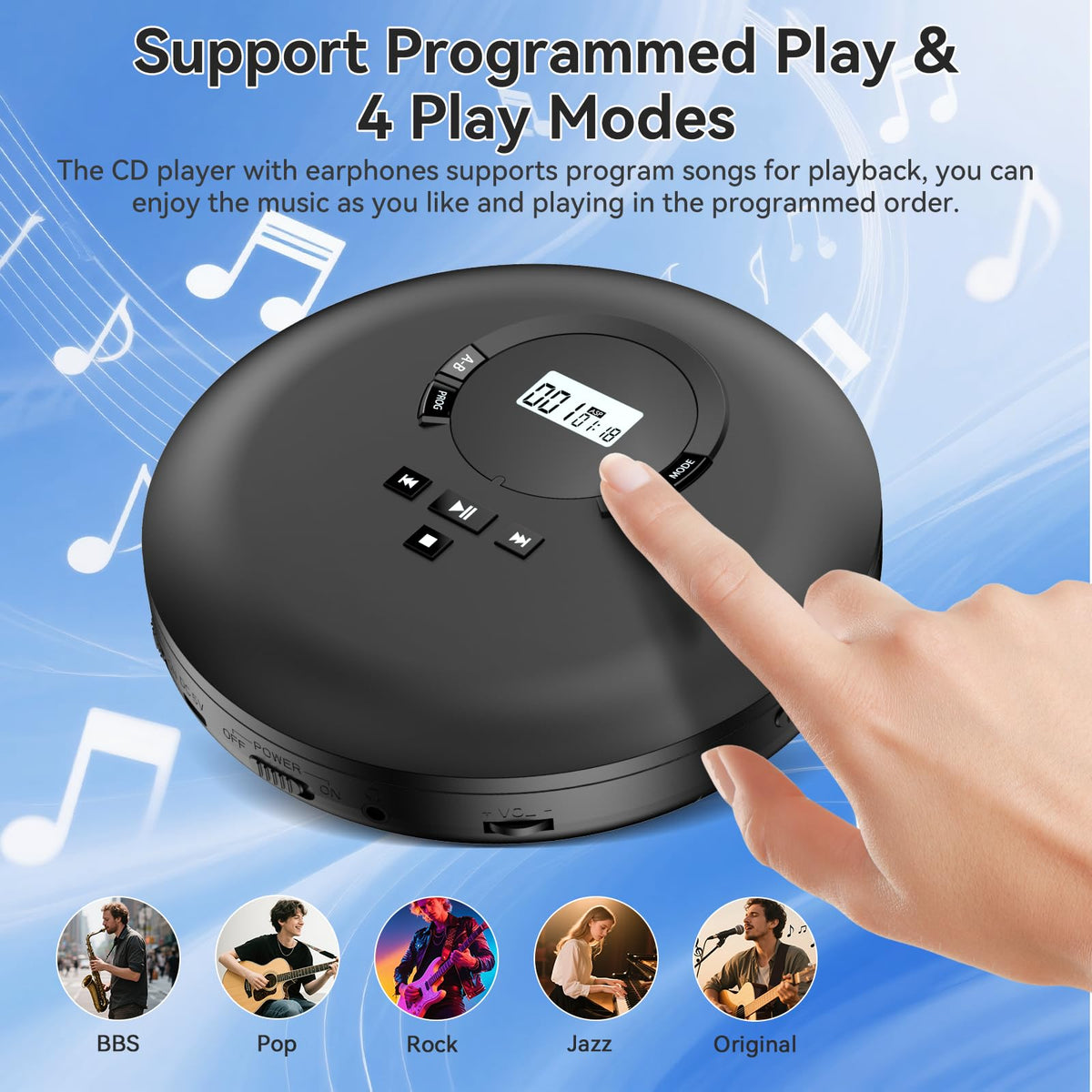 Portable CD Player with Headphones LCD Display Z9384
