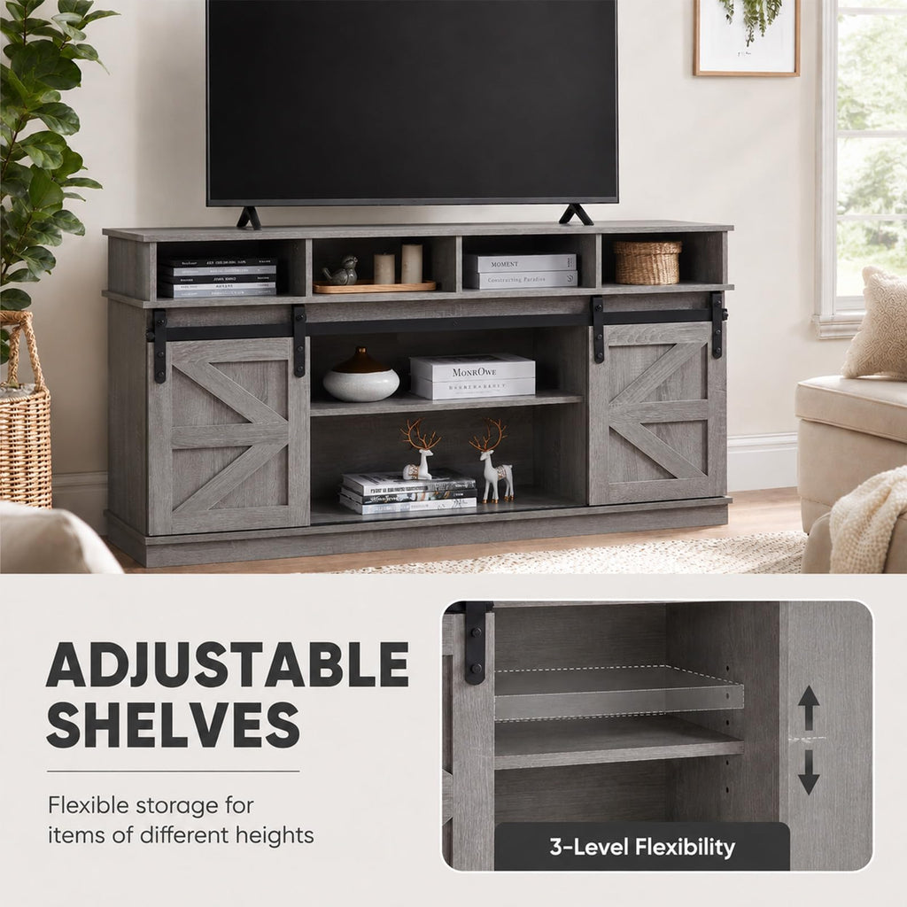 Grey TV Stand with Storage for 65 Inch TV N3695