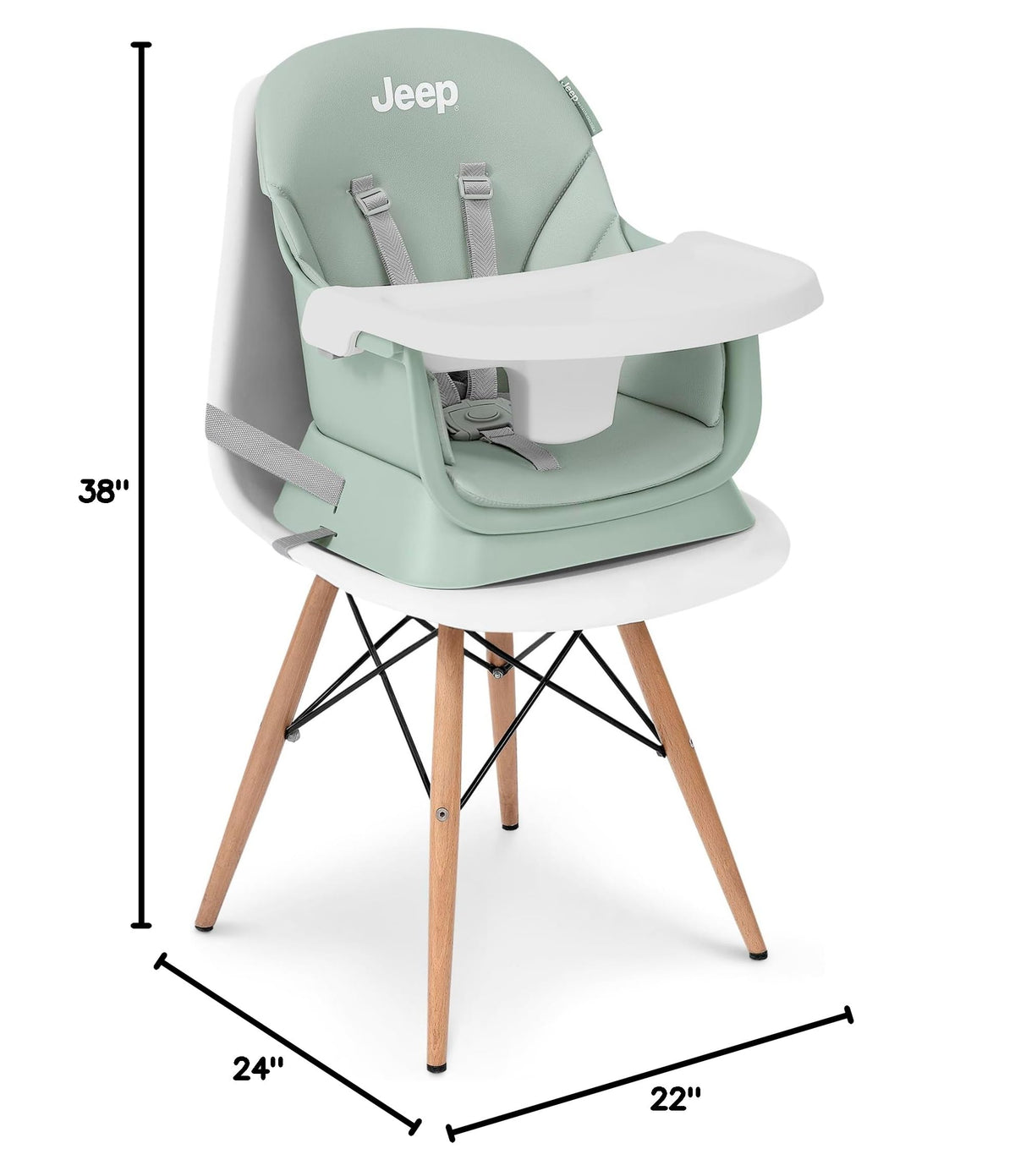 6-in-1 High Chair Converts to Stool Booster Seat Toddler Chair Activity Table and Desk and Chair Sage Green J144