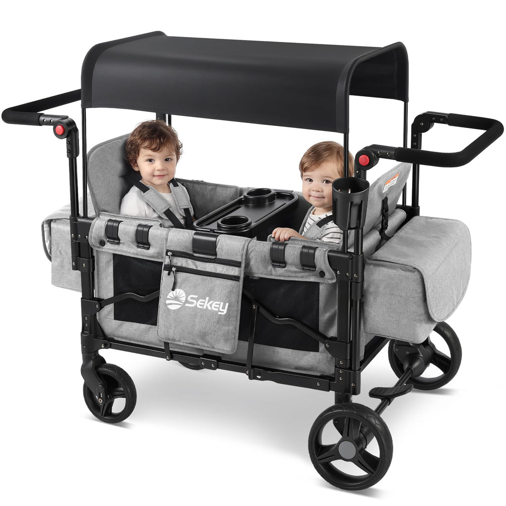 4-in-1 Wagon Stroller with Convertible Seats and Canopy F428331