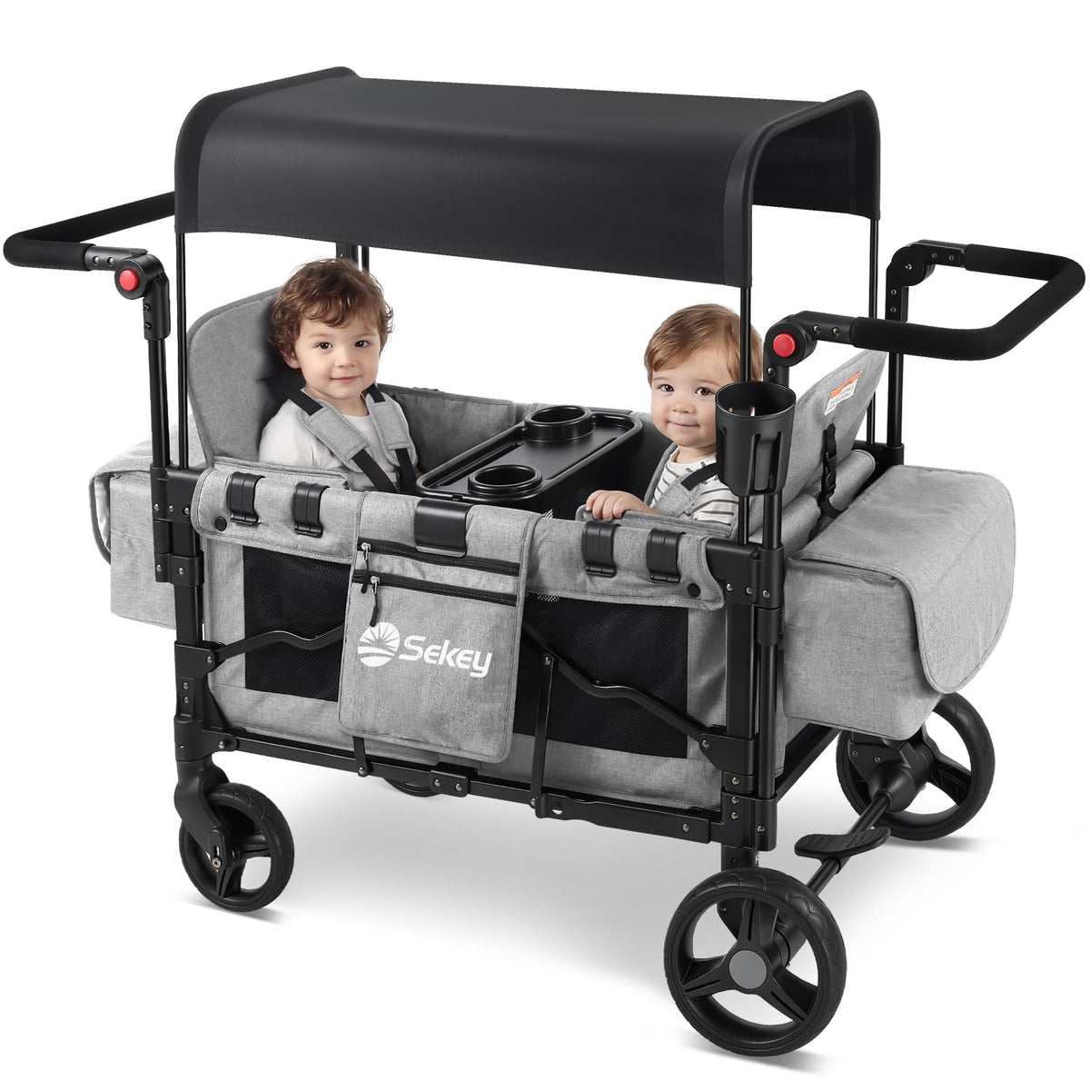 4-in-1 Wagon Stroller with Convertible Seats and Canopy F428331