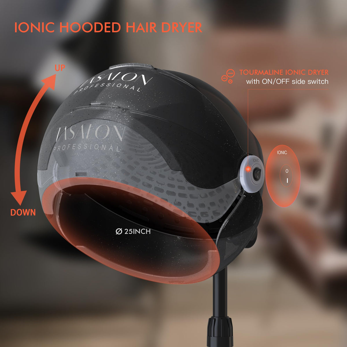 Black Portable Standing Hooded Hair Dryer T155329