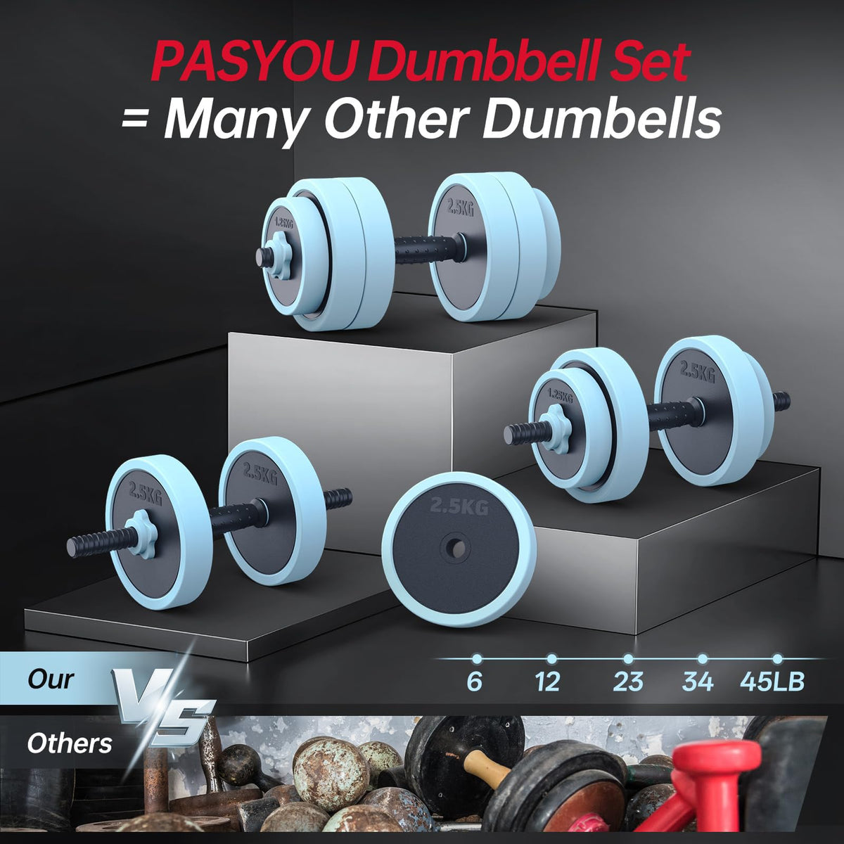 Adjustable 45lbs Dumbbell Set with Connector P538
