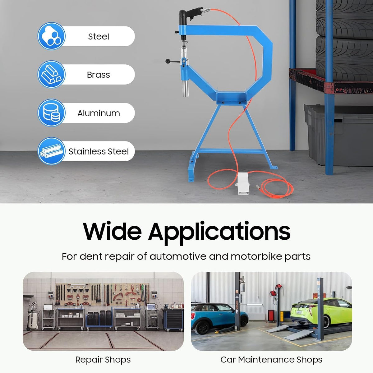 Pneumatic Planishing Hammer Metal Shaping Tool with Cast-Iron Stand M61564