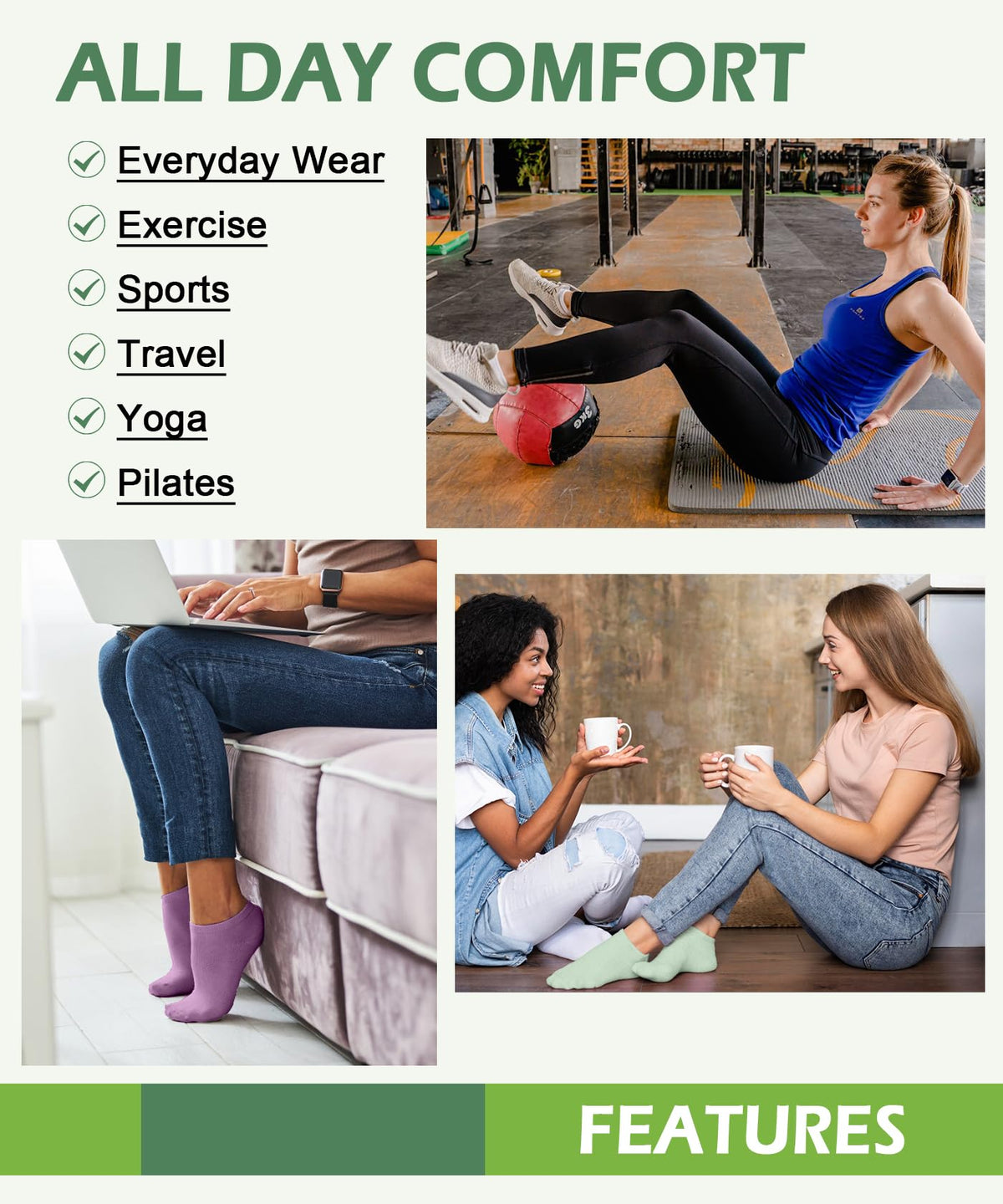 Women's Bamboo Viscose No Show Ankle Socks 7 Pairs R21023