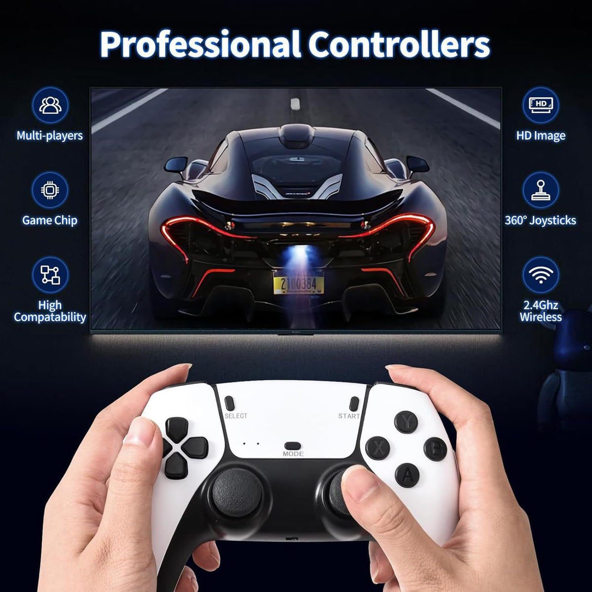 Wireless Retro Game Stick with 20000+ Classic Games, 4K HDMI, Dual 2.4G Controllers, 128GB M56618