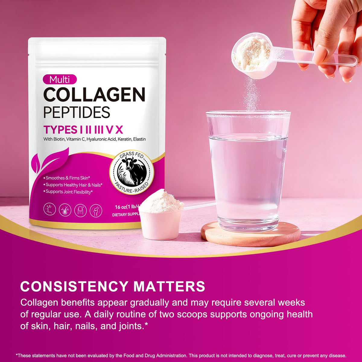 Collagen Peptides Powder, Unflavored Hydrolyzed Protein, 16 oz N9640