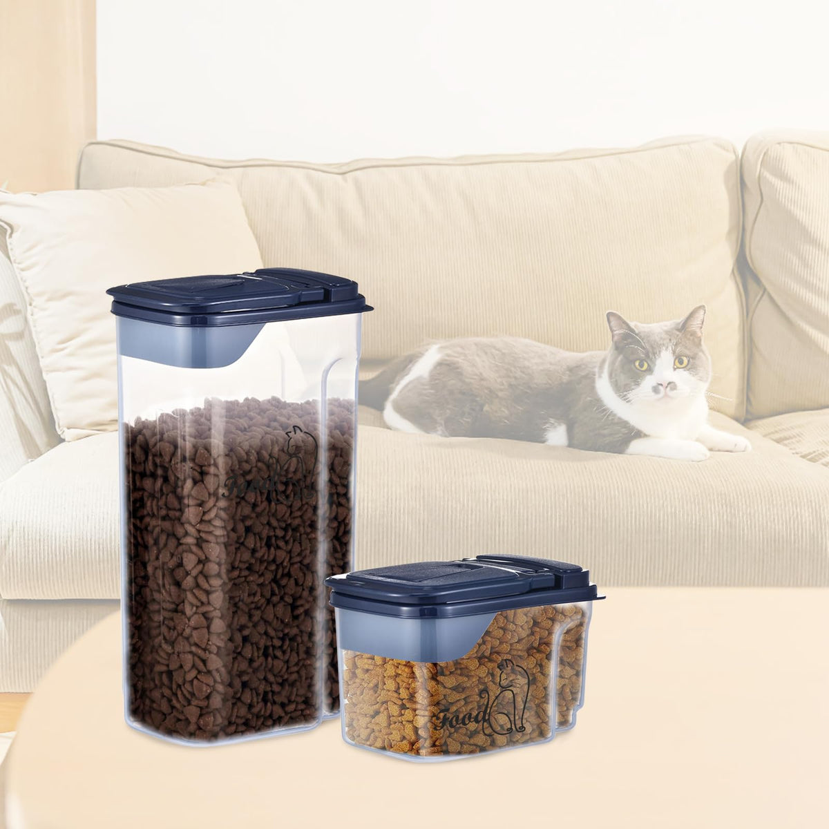 2 Pcs Airtight Pet Food Containers with Pour Spout X295