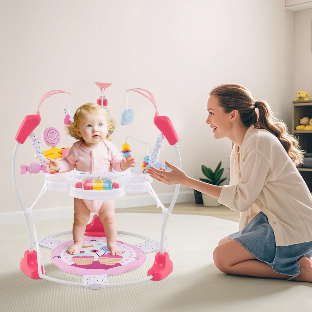 Pink Baby Bouncer Activity Center with Music Lights and Sounds L25951
