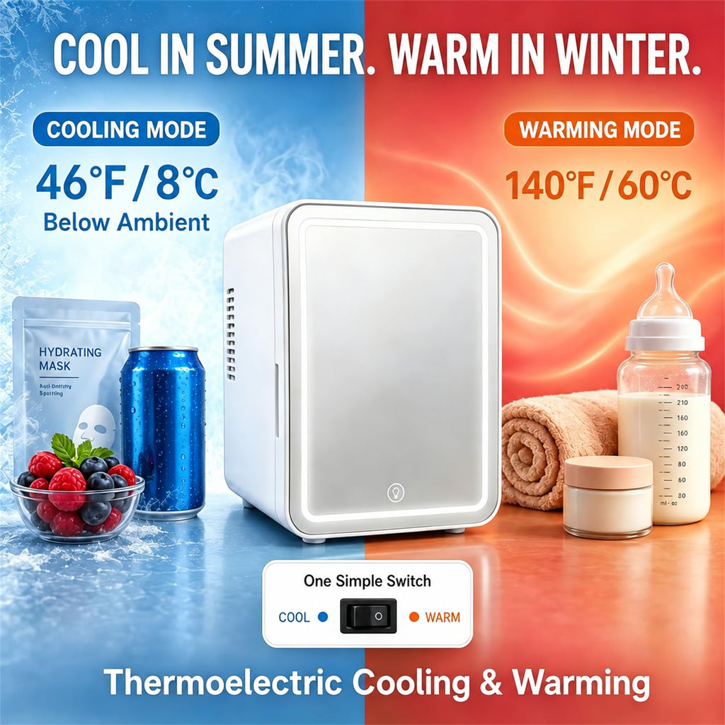4 Liter Mini Skincare Fridge with Dimmable LED Mirror A894