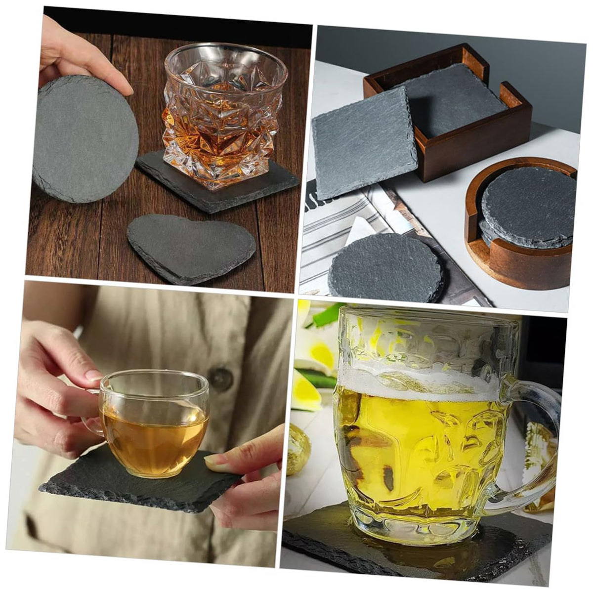 12pcs Natural Stone Coasters Non-Slip Drink Set G7970
