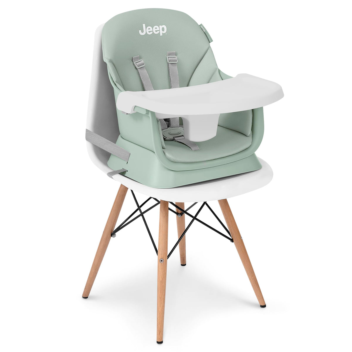 6-in-1 High Chair Converts to Stool Booster Seat Toddler Chair Activity Table and Desk and Chair Sage Green J144