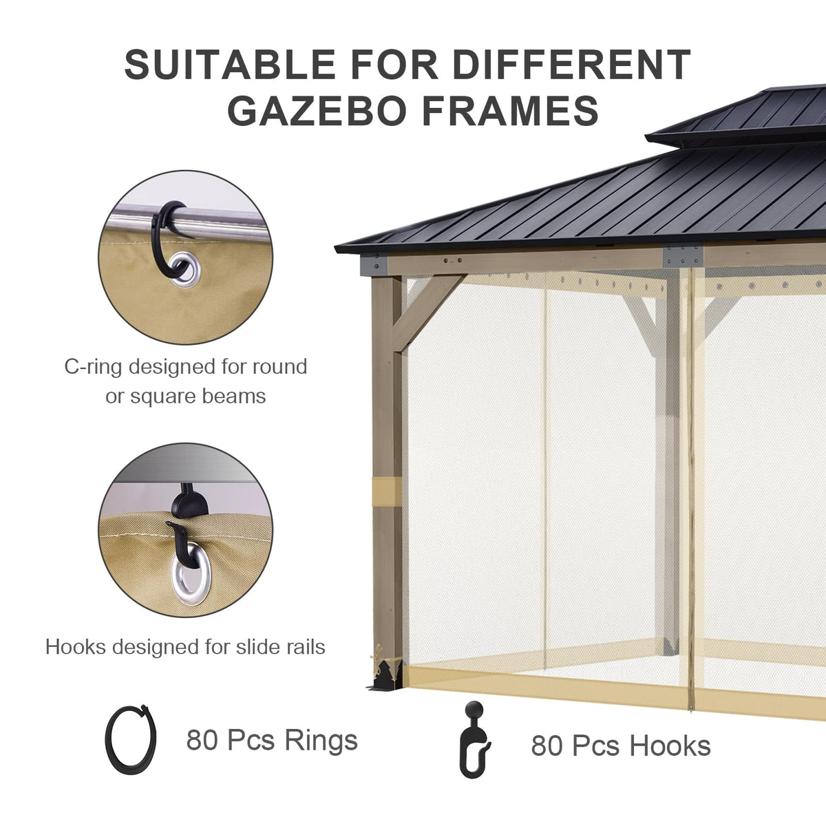 12'x14' Mosquito Netting Screen for Gazebo S380554