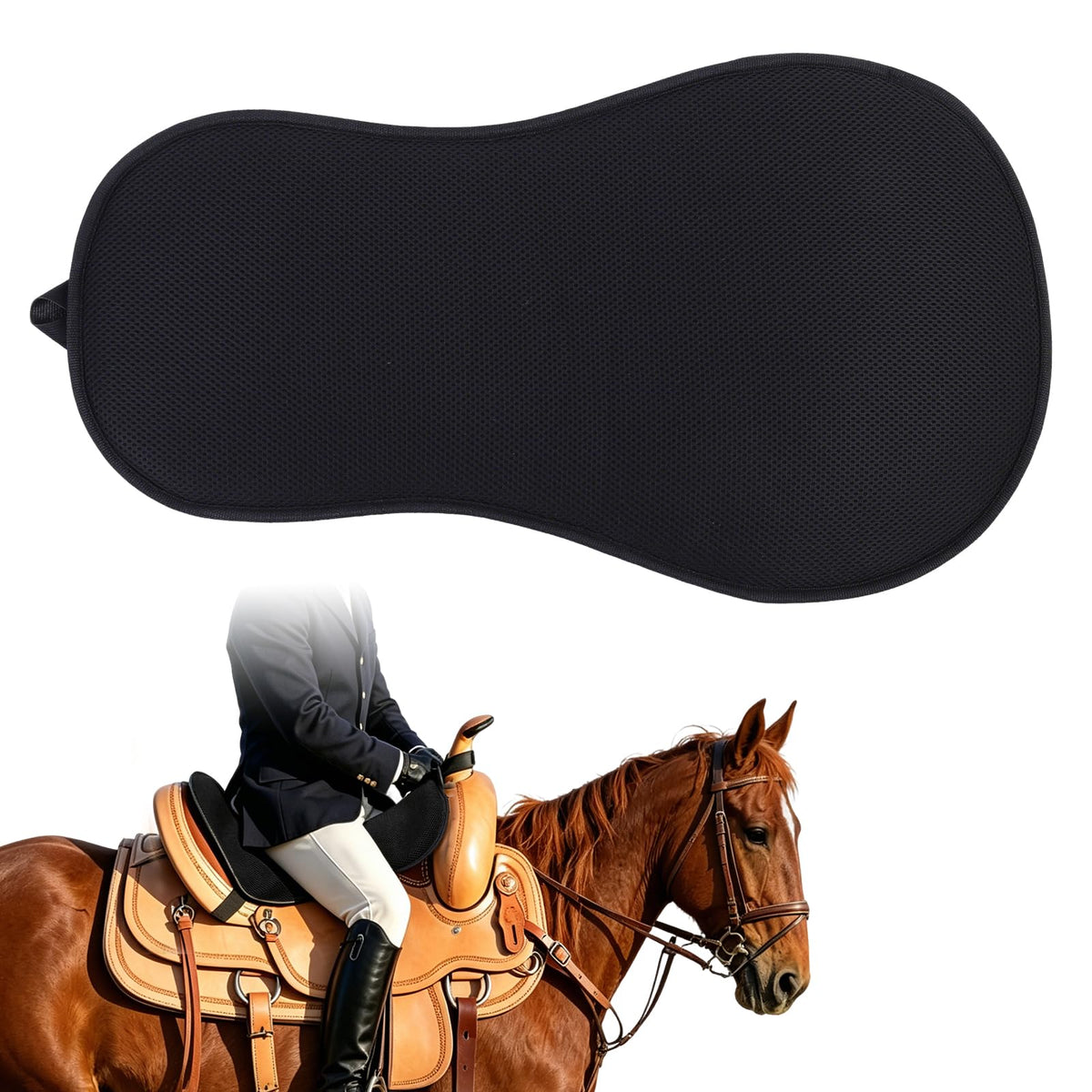 Breathable Shock Absorbing Saddle Seat Cushion with Adjustable Straps W18885