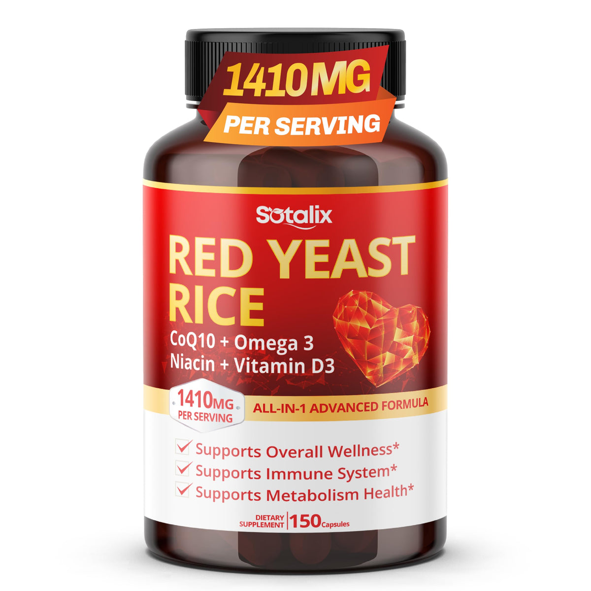 Red Yeast Rice Complex 1,410 mg 150 Capsules H54789