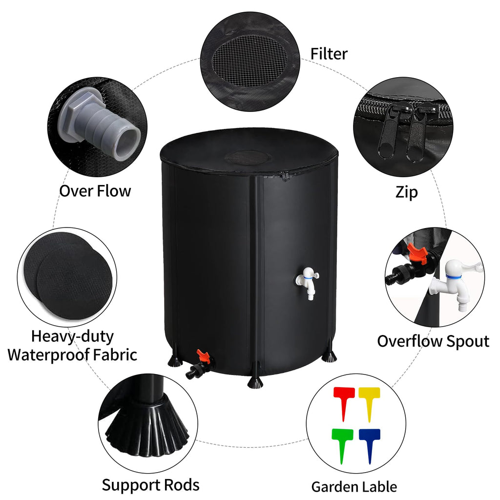 50 Gallon Folding Rain Barrel with Water Filter J284