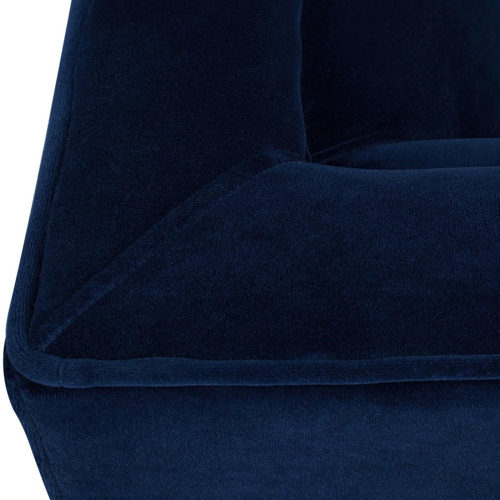 84" Tufted Navy Blue Velvet Sofa with Two Reversible Cushions Q64634