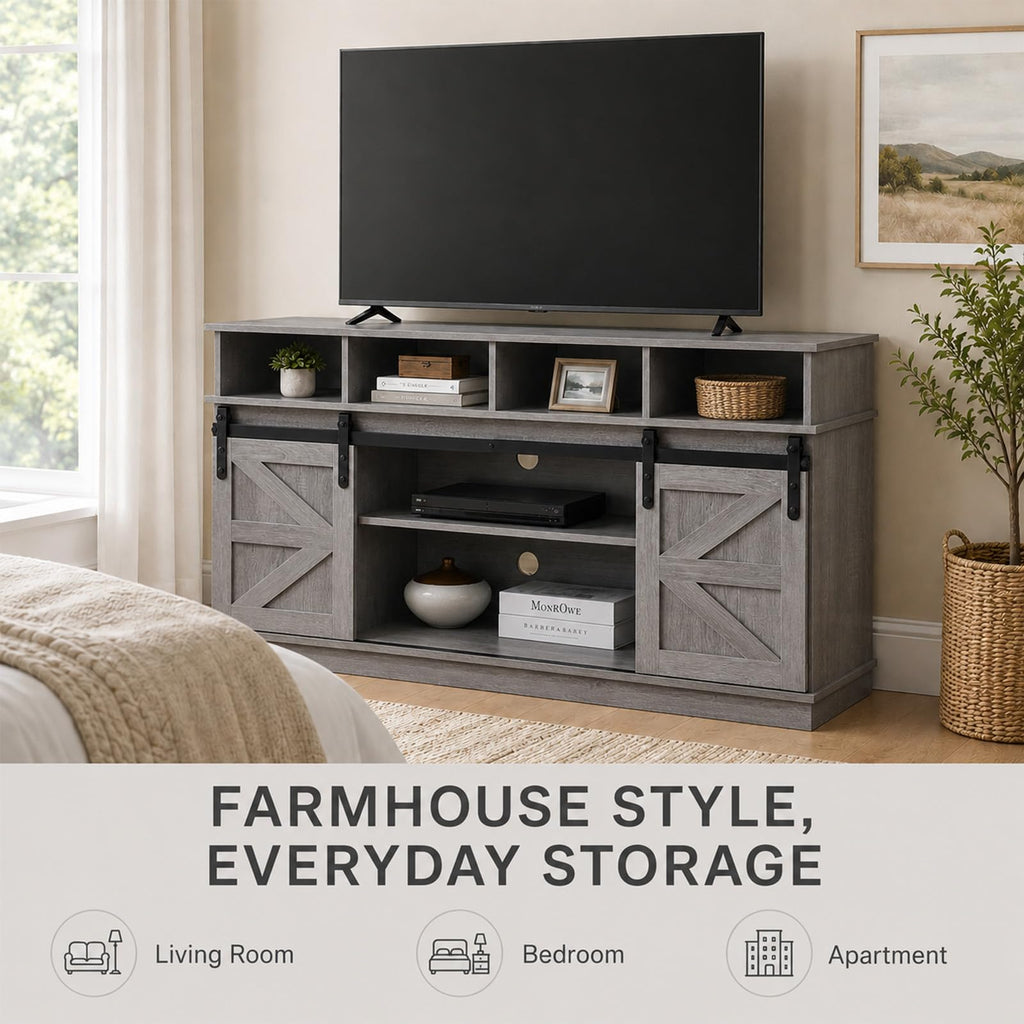 Grey TV Stand with Storage for 65 Inch TV N3695