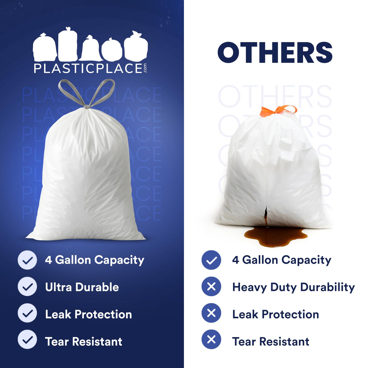 4 Gallon White Drawstring Trash Bags, 200 Count L418