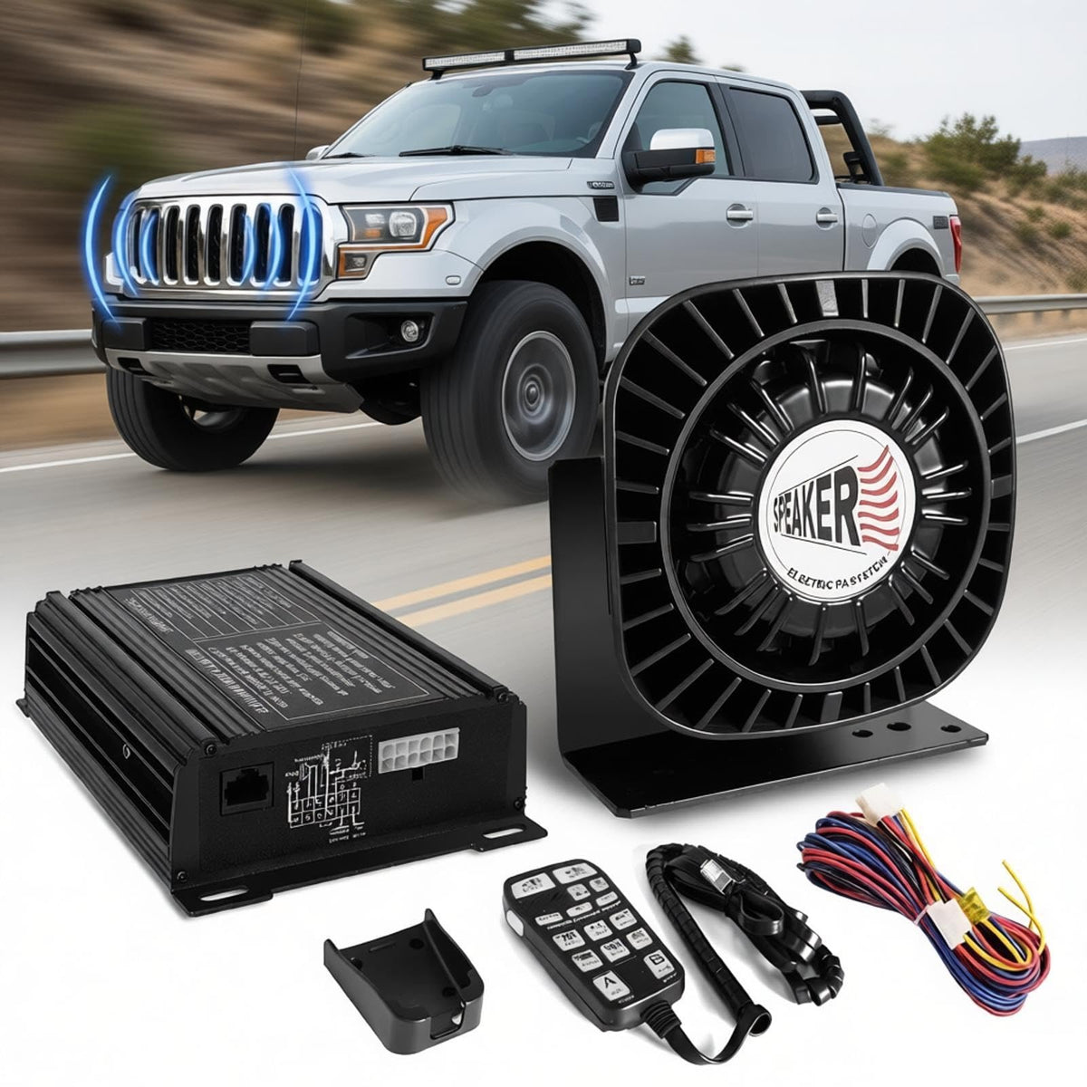 200W Multi-Tones Emergency Siren Speaker Kit with Handheld Microphone C161954