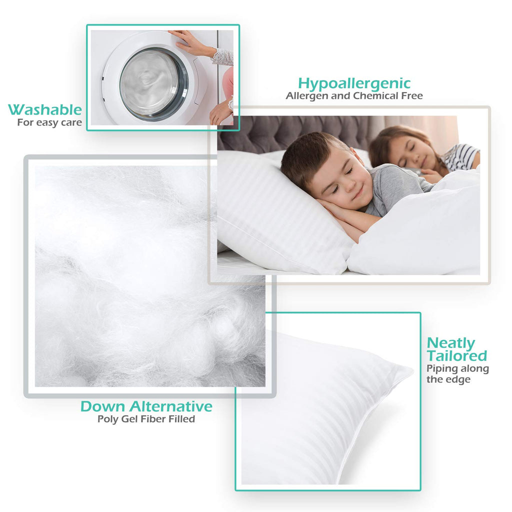 King Size Set of 2 Down Alternative Cotton Bed Pillows B12668