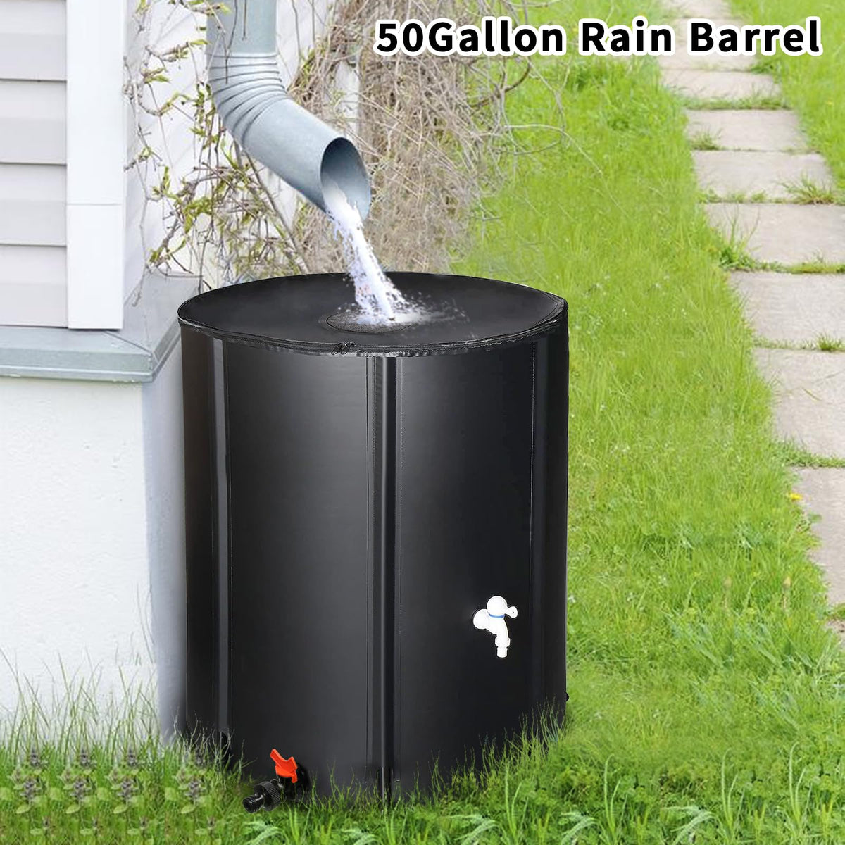 50 Gallon Folding Rain Barrel with Water Filter J284